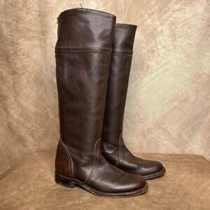 Vintage Y2K Juicy Couture Tall Leather Riding Boots Brown Round Toe Indie Sleaze